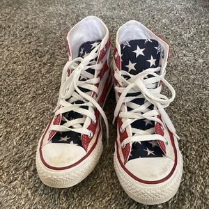 American flag high top converse